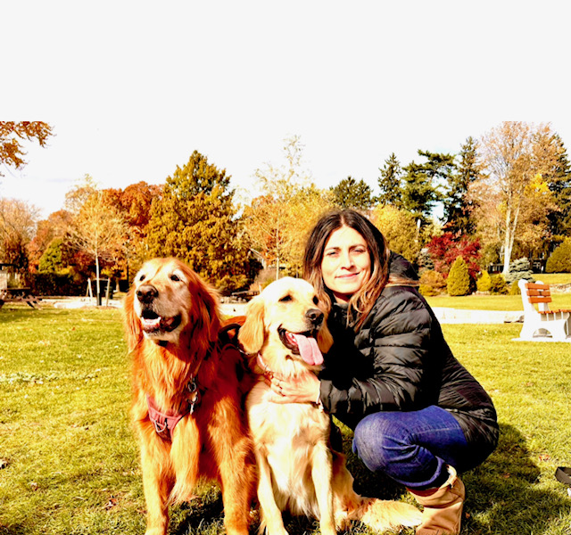 Diana, pet sitter in South East Oakville, outdoors with a dog